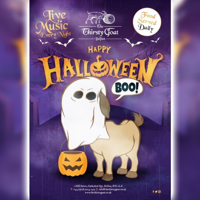 🎃𝗛𝗮𝘃𝗲 𝗮 𝗦𝗽𝗼𝗼𝗸𝘁𝗮𝗰𝘂𝗹𝗮𝗿 𝗛𝗮𝗹𝗹𝗼𝘄𝗲𝗲𝗻 @ 𝗧𝗵𝗲 𝗚𝗼𝗮𝘁 
🎃𝗙𝗼𝗼𝗱 𝗦𝗲𝗿𝘃𝗲𝗱 𝗗𝗮𝗶𝗹𝘆
🎃𝗟𝗶𝘃𝗲 𝗠𝘂𝘀𝗶𝗰 𝟳 𝗡𝗶𝗴𝗵𝘁𝘀 𝗮 𝗪𝗲𝗲𝗸
#thethirstygoatbelfast #visitbelfast #halloween2024 #cathedralquarter #lovebelfast #belfastlive #livemusic #goodfood #beergarden